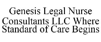 GENESIS LEGAL NURSE CONSULTANTS LLC WHERE STANDARD OF CARE BEGINS