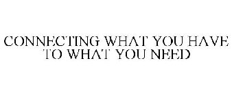 CONNECTING WHAT YOU HAVE TO WHAT YOU NEED