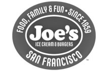 FOOD, FAMILY AND FUN · SINCE 1959 JOE'S ICE CREAM & BURGERS SAN FRANCISCO