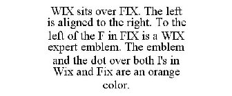 WIX SITS OVER FIX. THE LEFT IS ALIGNED TO THE RIGHT. TO THE LEFT OF THE F IN FIX IS A WIX EXPERT EMBLEM. THE EMBLEM AND THE DOT OVER BOTH I'S IN WIX AND FIX ARE AN ORANGE COLOR.