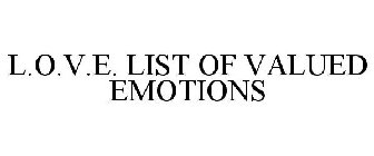 L.O.V.E. LIST OF VALUED EMOTIONS