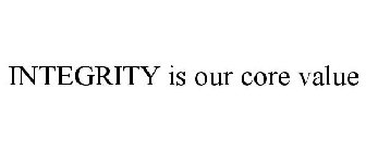 INTEGRITY IS OUR CORE VALUE