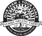 OUR FARM YOUR TABLE GUIDRY ORGANIC FARMS LAFAYETTE, LA PECANS PECAN OIL PECAN BUTTER