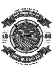 HEARTLAND GOODNESS BUTTERNUT SQUASH CHIPS GEO. W. CARVER 18 86 ESTD. YEAR GEO. W. CARVER MADE FOR YOUR ENJOYMENT