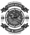 HEARTLAND GOODNESS PEANUT BUTTER GEO. W. CARVER 18 86 ESTD. YEAR GEO. W. CARVER MADE FOR YOUR ENJOYMENT
