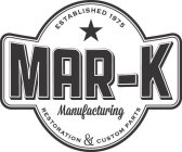 MAR-K MANUFACTURING RESTORATION & CUSTOM PARTS ESTABLISHED 1975