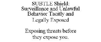SUBTLE SHIELD: SURVEILLANCE AND UNLAWFUL BEHAVIOR TACITLY AND LEGALLY EXPOSED EXPOSING THREATS BEFORE THEY EXPOSE YOU.
