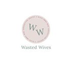 THE LETTERS W W ARE IN A CIRCLE AND BELOW IT ARE THE WORDS WASTED WIVES
