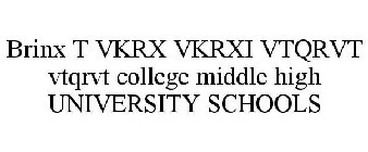 BRINX T VKRX VKRXI VTQRVT VTQRVT COLLEGE MIDDLE HIGH UNIVERSITY SCHOOLS