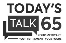 TODAY'S TALK 65 YOUR MEDICARE YOUR RETIREMENT . YOUR FOCUS
