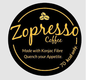 ZOPRESSO COFFEE MADE WITH KONJAC FIBRE QUENCH YOU APPETITE. 70 KCAL ONLY.