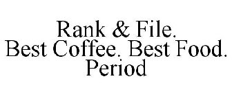RANK & FILE. BEST COFFEE. BEST FOOD. PERIOD