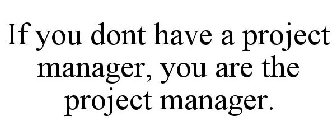 IF YOU DONT HAVE A PROJECT MANAGER, YOU ARE THE PROJECT MANAGER.