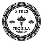 3 TRES TEQUILA 40% ALC. VOL. (80 PROOF) 100% AGAVE