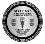 BOXCARS 6 YEARS BLENDED CANADIAN WHISKEY DISTILLER'S SELECT MADE IN CANADA 40% ALC. VOL. (80 PROOF) NET. CONT. 750ML