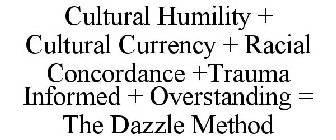 CULTURAL HUMILITY + CULTURAL CURRENCY + RACIAL CONCORDANCE +TRAUMA INFORMED + OVERSTANDING = THE DAZZLE METHOD