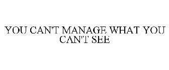 YOU CAN'T MANAGE WHAT YOU CAN'T SEE