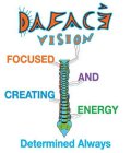 DA FACE VISION FOCUSED AND CREATING ENERGY DETERMINED ALWAYS
