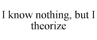 I KNOW NOTHING, BUT I THEORIZE