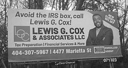 AVOID THE IRS BOX, CALL LEWIS G. COX!