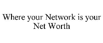 WHERE YOUR NETWORK IS YOUR NET WORTH