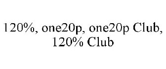 120%, ONE20P, ONE20P CLUB, 120% CLUB
