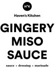 H'K HAVEN'S KITCHEN GINGERY MISO SAUCE SAUCE · DRESSING · MARINADE