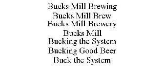 BUCKS MILL BREWING BUCKS MILL BREW BUCKS MILL BREWERY BUCKS MILL BUCKING THE SYSTEM BUCKING GOOD BEER BUCK THE SYSTEM