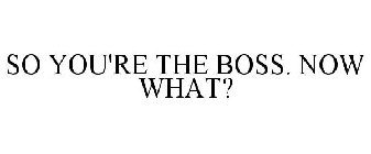 SO YOU'RE THE BOSS. NOW WHAT?