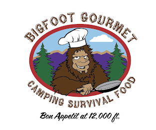 BIGFOOT GOURMET CAMPING SURVIVAL FOOD BON APPETIT AT 12,000 FT.