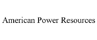 AMERICAN POWER RESOURCES