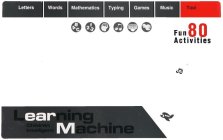 LEARNING, MACHINE, CHILDREN, INTELLIGENT, LETTERS, WORDS, MATHEMATICS, TYPING, GAMES, MUSIC, TOOL, 80, ABC, 123, FUN, ACTIVITIES