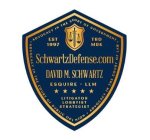 SCHWARTZDEFENSE.COM DAVID M. SCHWARTZ ESQUIRE · LLM LITIGATOR LOBBYIST STRATEGIST ADVOCACY IN THE COURT OF GOVERNMENT · ADVOCACY IN THE COURT OF PUBLIC OPINION · ADVOCACY IN THE COURT OF LAW · EST