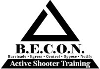 B.E.C.O.N. BARRICADE · EGRESS · CONTROL OPPOSE · NOTIFY · ACTIVE SHOOTER TRAINING