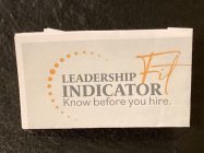 LEADERSHIP FIT INDICATOR KNOW BEFORE YOU HIRE.HIRE.