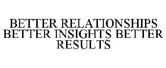 BETTER RELATIONSHIPS BETTER INSIGHTS BETTER RESULTS