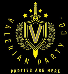 V VALERIAN PARTY CO. PARTIES ARE HERE