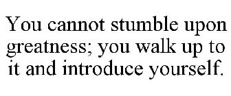 YOU CANNOT STUMBLE UPON GREATNESS; YOU WALK UP TO IT AND INTRODUCE YOURSELF.