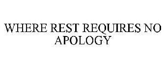 WHERE REST REQUIRES NO APOLOGY