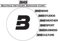 B BNS BEATRICE NETWORK SERVICES CORP. BNS NEWS BNS STUDIOS BNS WEATHER BNS SPORT BNS BUSINESS BNS CULTUTE