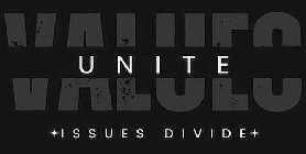 VALUES UNITE ISSUES DIVIDE