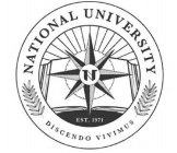 NATIONAL UNIVERSITY NU DISCENDO VIVIMUS EST. 1971