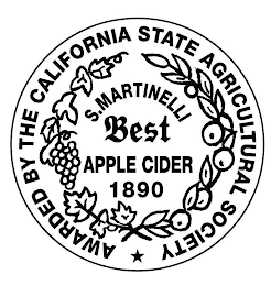 AWARDED BY THE CALIFORNIA STATE AGRICULTURAL SOCIETY S. MARTINELLI BEST APPLE CIDER 1890