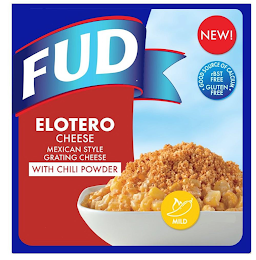 FUD ELOTERO CHEESE MEXICAN STYLE GRATING CHEESE WITH CHILI POWDER NEW! · GOOD SOURCE OF CALCIUM · FBST FREE GLUTEN FREE MILD