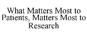 WHAT MATTERS MOST TO PATIENTS, MATTERS MOST TO RESEARCH