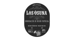 MEZCAL, LOS OSUNA, DENOMINACION DE ORIGEN PROTEGIDA, HECHO EN MEXICO, MAZATLAN SIN. CONT. NET 750ML, 40%ALC.VOL