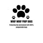 WOOF WOOF POOP BAGS PROTECTING THE ENVIRONMENT WITH 100% COMPOSTABLE BAGS