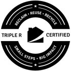 RECLAIM· REUSE· RECYCLE TRIPLE R CERTIFIED SMALL STEPS· BIG IMPACT