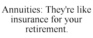 ANNUITIES: THEY'RE LIKE INSURANCE FOR YOUR RETIREMENT.
