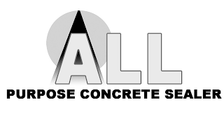 A OF ALL HAS A TRIANGULAR AND CIRCLE BACKGROUND PURPOSE CONCRETE SEALER CONTAINED IN ONE LINE BELOW ALL